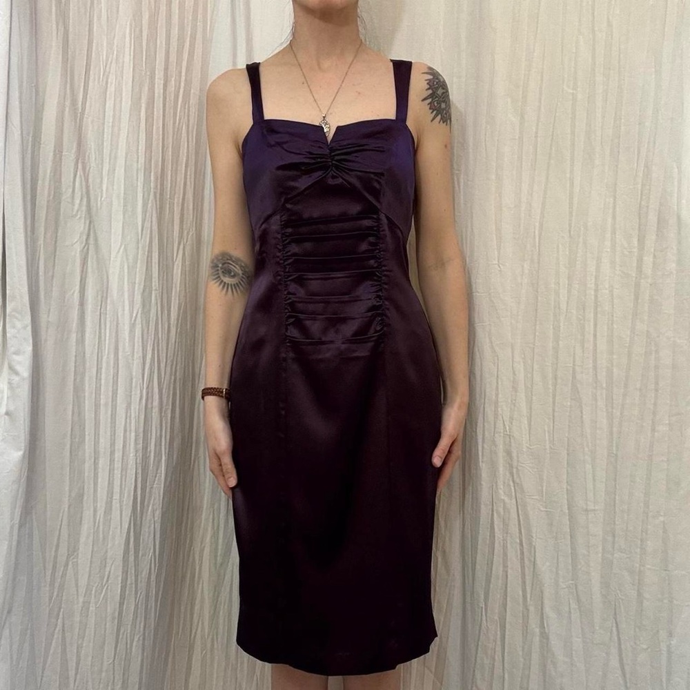 Deep Purple Dress with Bell Sleeve Jacket by‎ Newport News Vintage 90s - Picture 4 of 8
